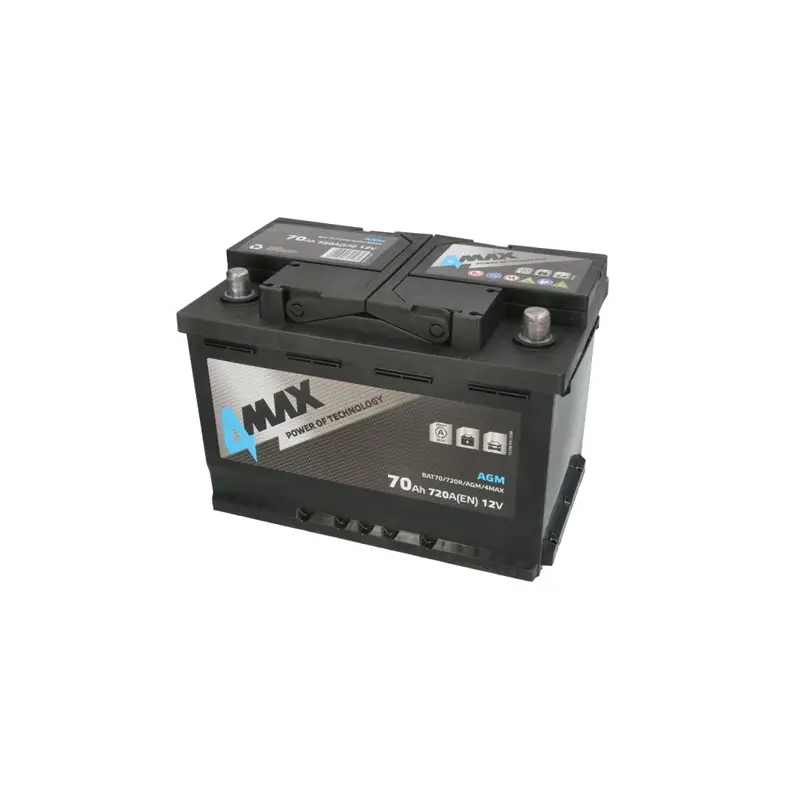 4MAX Battery 12V 70Ah/720A START&STOP AGM (R+ standard terminal) 277x175x190 B13 - fitting flange 10.5 mm (agm/starting)