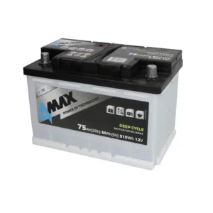 4MAX Battery 12V 75Ah DEEP-CYCLE (R+ standard terminal)