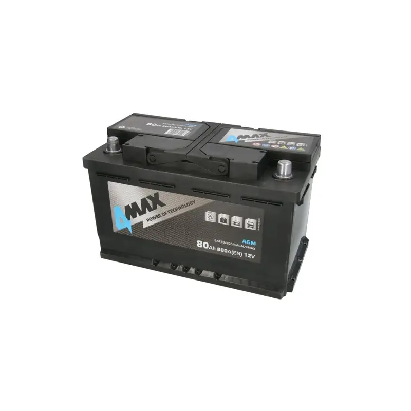 4MAX Battery 12V 80Ah/800A START&STOP AGM (R+ standard terminal) 315x175x190 B13 (agm/starting)