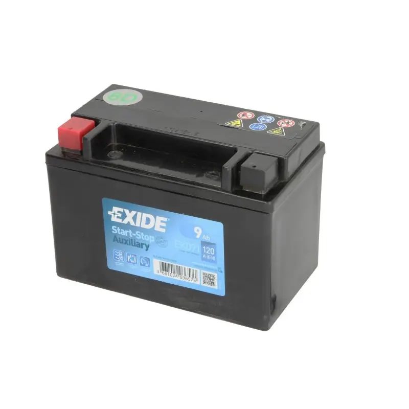 EXIDE Battery 12V 9Ah/120A AGM; AUXILIARY (L+ motorcycle terminal m12)