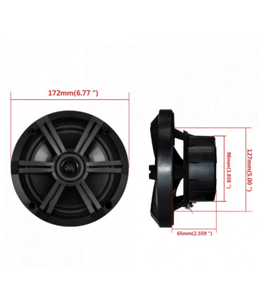 Hasda H-065B Αδιάβροχα Ηχεία Σκάφους Με Φωτισμό LED 6.5" Μαύρα (Ζεύγος) - Image 2