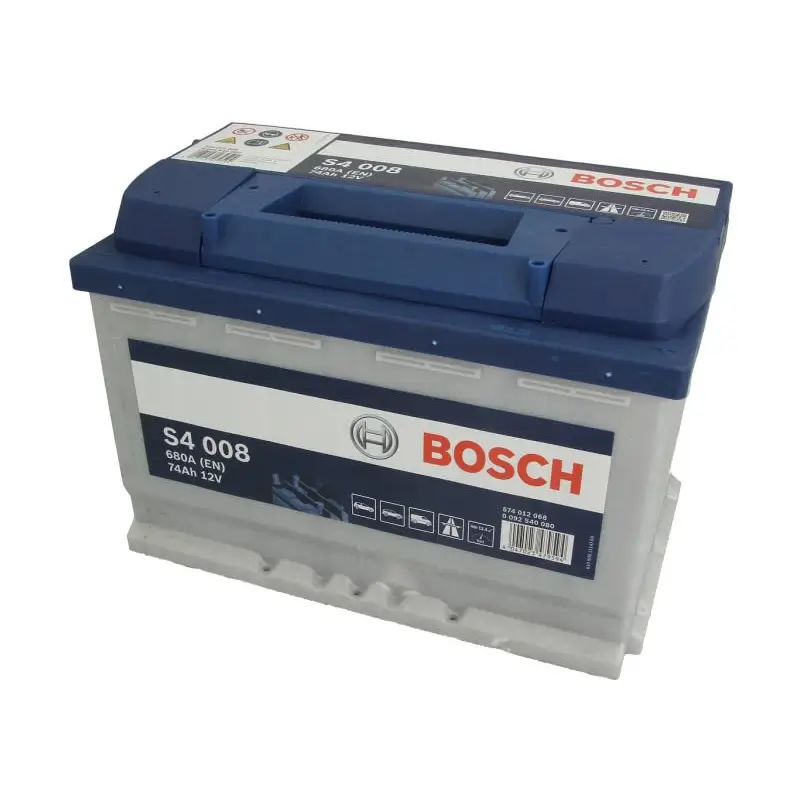 Battery BOSCH 12V 74Ah/680A S4 (R+ standard terminal) 278x175x190 B03 - fitting flange 10.5 mm (starting)
