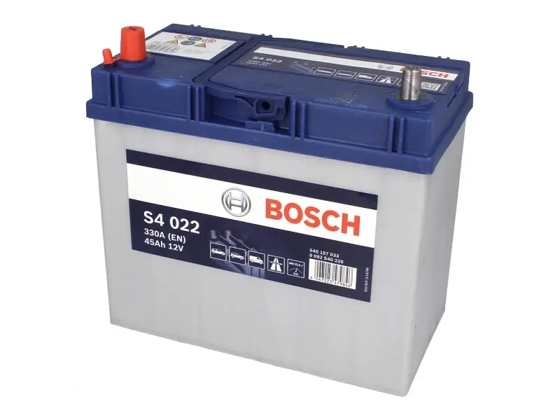 Battery BOSCH 12V 45Ah/330A S4 (L+) 238x129x227 B01 - fitting flange 10.5 mm (starting)