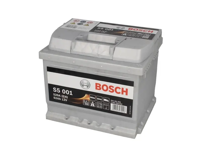 Battery BOSCH 12V 52Ah/520A S5 (R+ standard terminal) 207x175x175 B00 - no fitting flange (starting)