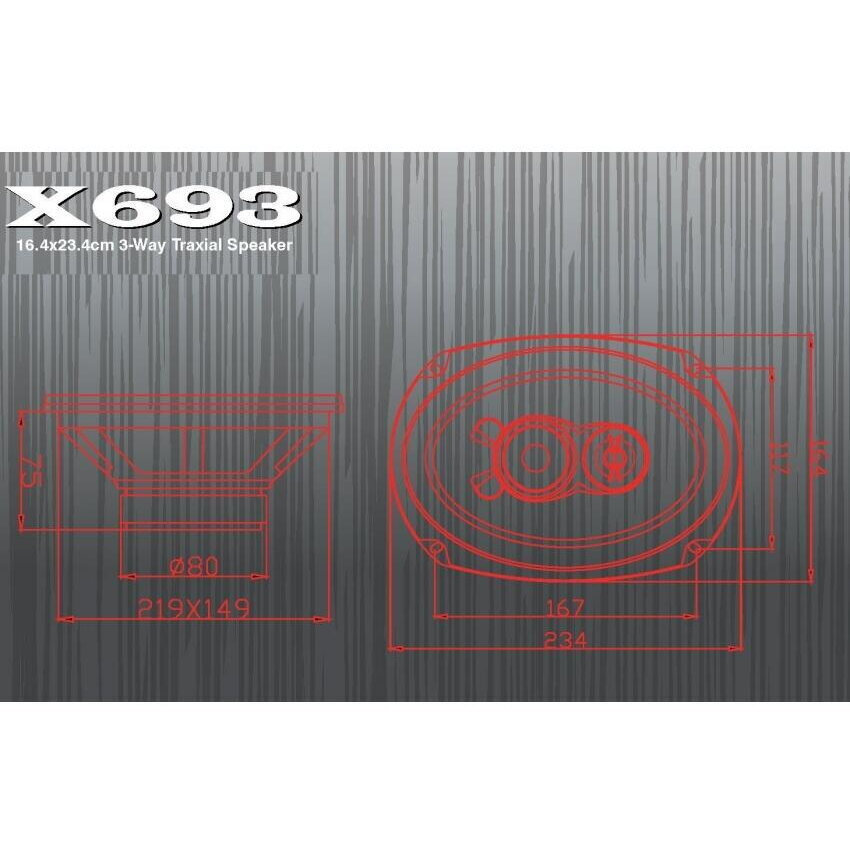 Excalibur X693 Οβάλ Ηχεία Αυτοκινήτου 6x9'' 3-Way 100W RMS (Ζεύγος) - Image 3