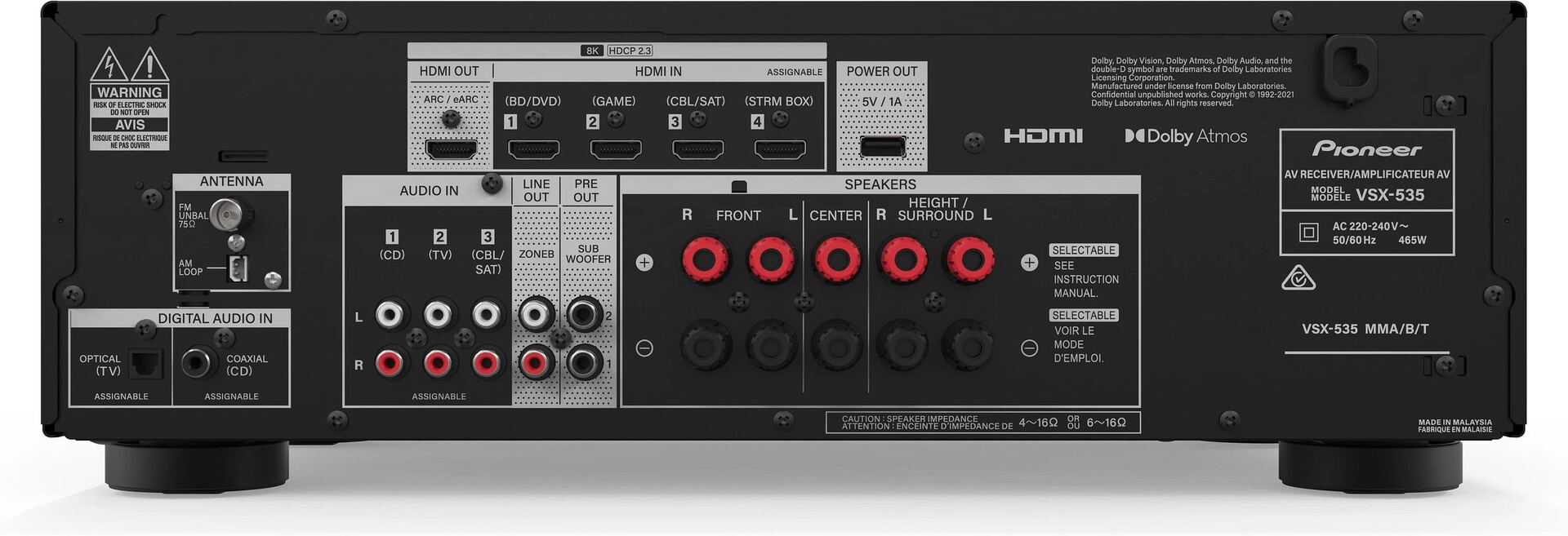 Pioneer VSX-535D AV Receiver- Ενισχυτής Home Cinema 5.2 Καναλιών Black - Image 3